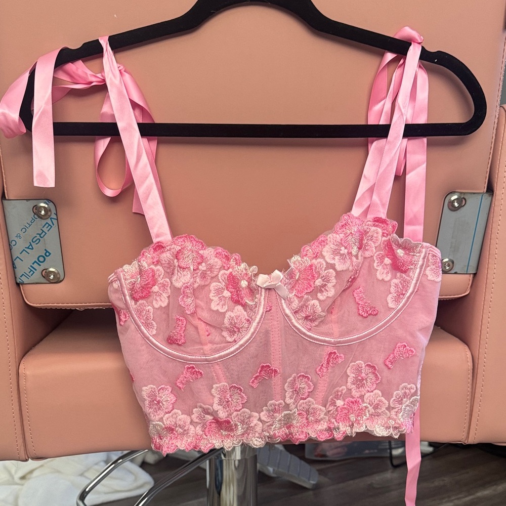 Pink Floral Lace corset